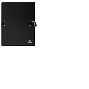 Exacompta - Réf. 223265E - Carton de 10 chemises à dos extensible en papier toilé couleur - fermeture par sangle - avec rabat en pied - boucle à coulisseau cranté - dim 24 x 32 cm - couleur noir