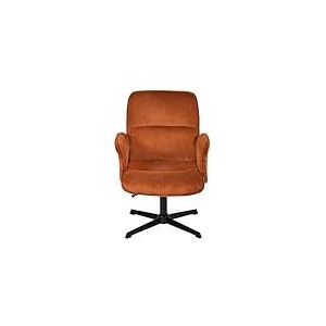 Meuble Cosy Fauteuil de Bureau Chaise de Coiffeuse Ergonomique Si&egrave;ge Pivotant Hauteur R&eacute;glable avec Accoudoir en Velours C&ocirc;tel&eacute; sans roulettes Jambes Crois&eacute;es Capacit&eacute; 120 kg Rouge