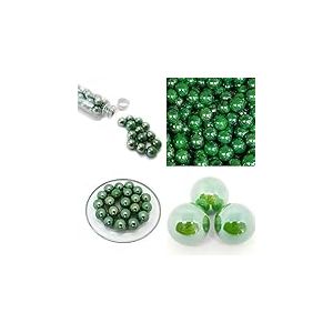 MesBilles - 10 Billes en Verre Glossy Vert - 9 Billes et 1 Calot