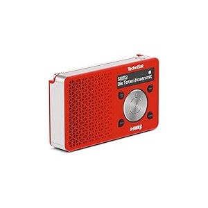 TechniSat DIGITRADIO 1 SWR3-Edition - Radio Dab+ Portable avec Batterie (FM, Haut-Parleur, m&eacute;moire de favoris, &eacute;cran OLED, Petit Bouton d'acc&egrave;s Direct, 1 Watt RMS, Made in Germany) - Rouge/argent&eacute;