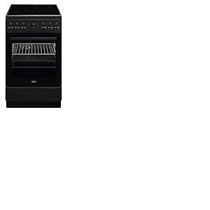 Cuisinière sur pied AEG CCB54482BB 50 cm avec plaque de cuisson en vitrocéramique, zone de rôtissage, zone de cuisson à circuits multiples, bascule rétractable, fonction grill/affichage avec heure, A