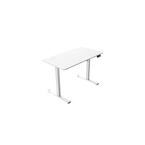 Mars Gaming MGD-ERGOPRO, Bureau à Réglage de Hauteur Électrique 73-118cm, Surface Ergonomique Fibre de Carbone, Structure Métallique, Support Casque et Gestion Câbles, Bureau Réglable 110x60cm, Blanc