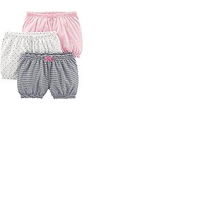 Simple Joys by Carter's 3-Pack Bloomer Infant-and-Toddler-Shorts, Blanc Points/Bleu Marine Rayures/Rose Clair, 0 Mois (Lot de 3) Bébé Fille