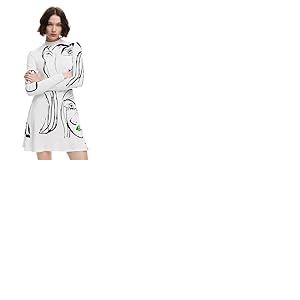 Desigual Robe en Tricot &agrave; Manches Longues pour Femme, Blanc, XX-Large