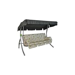 Angerer Balancelle de Jardin Trend, 3 Places Convertible en Lit, Acier Galvanisé, Toit Ajustable, Coussins Lavables, Capacité 270 kg, Fabriqué en Allemagne (Beige à Motifs Olive)