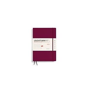 LEUCHTTURM1917 370690 Agenda semainier 2025 Composition B5 Couverture rigide Calendrier 12 mois lign&eacute; Rouge Port en anglais