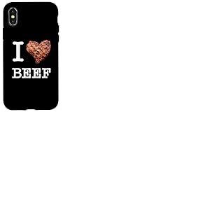 Amateurs de bœuf : "I Love Beef"_texte blanc Coque pour iPhone X/XS