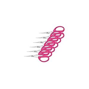 Westcott E-13101 00 Lot de 6 ciseaux silhouette avec lames en acier inoxydable et poign&eacute;e en plastique Rose 10 cm