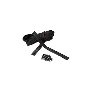 IPEA Fermeture éclair mesure 5# Chaîne continue - 10 mètres - Fermeture éclair au mètre en nylon + 25 curseurs inclus - Zip - Découpable pour couture, 3 couleurs au choix, noir, largeur 30 mm