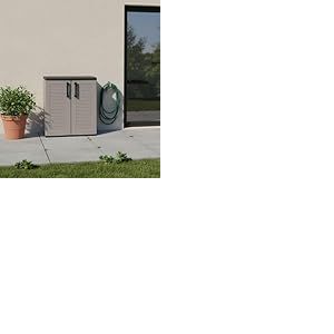 Dmora - Armoire d'ext&eacute;rieur Mol, Armoire de Balcon Polyvalente, Armoire d'ext&eacute;rieur avec 2 Portes, 100% Made in Italy, 68x37h84 cm, Finition ray&eacute;e, Gris et Noir