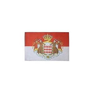 AZ FLAG - Drapeau Monaco avec armes - 90x60 cm - Drapeau Monégasque Armoiries - Ecusson 100% Polyester Avec Fourreau et Cordelette - Pavillon 50 g