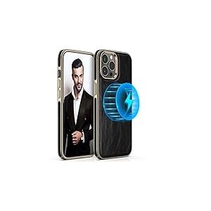 Lohasic Étui en Cuir pour iPhone 14 Pro, Compatible avec Mag Safe, Coque de Luxe Fine en polyuréthane, poignée Souple, résistante aux Chocs, Coque de Protection intégrale pour Hommes et Femmes, 6,1