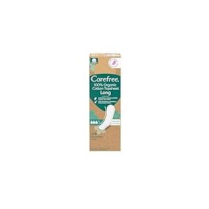 Carefree Organic Long Lot de 24 protège-slips sans parfum en 100% coton certifié et sans parfum, noyau super absorbant