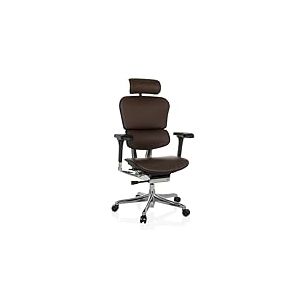 hjh OFFICE Chaise de Bureau en Cuir Ergonomique ERGOHUMAN GEN2 Design Original, Utilisation 24h/24, Fauteuil de Bureau avec Soutien Lombaire Flexible, Assise rembourrée, Marron