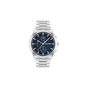 Calvin Klein Montre Analogique Multifunction &agrave; Quartz pour Homme Collection Ambition avec Bracelet en Acier Inoxydable Argent&eacute; - 25200208