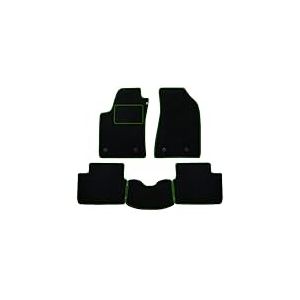 Lot de Tapis fabriqués pour Mini Countryman de 2010 à 2017 en Moquette Automobile, fabriqué en Italie, Noir, Bord Vert