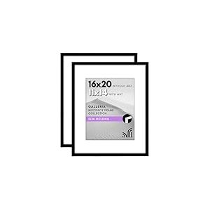 Americanflat Lot de 2 cadres pour affiche de 40,6 x 50,8 cm, &agrave; utiliser comme cadre photo de 27,9 x 35,6 cm avec passe-partout, mat&eacute;riel de suspension en dents de scie pour affichage horizontal ou