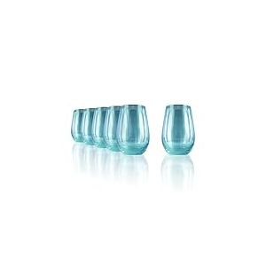 Verres Longdrink Mirror Turquoise Lot de 6 – 465 ml Verres Hauts en Cristal pour Eau Jus et Cocktails – Design Miroir Coloré Élégant – Sans Plomb – Résistants – Lavables au Lave-Vaisselle