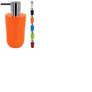 Spirella, Distributeur de Savon Liquide élégant et Pratique pour Salle de Bain ou Cuisine, capacité de 300 ML, Dimensions 7,5 x 7,5 x 16,5 cm, Couleur Orange