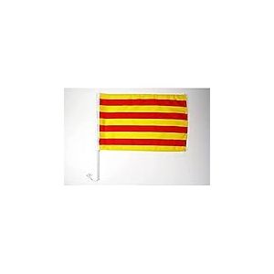 AZ FLAG - Drapeau Catalogne Pour Décoration Voiture Avec Attaches En PVC Et Système d'Accroche - Car Flag Catalan - 100% Polyester - 50g - 45x30 cm