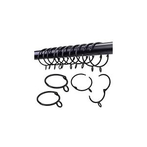 Lot de 24 Anneaux de Rideaux ouvrables avec œillets - Diamètre intérieur : 25 mm - Noir TXZWJZ