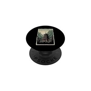 Pagode Japonaise Temple Montagne Ukiyo-e Art Hommes Femmes Enfants PopSockets PopGrip Adhésif