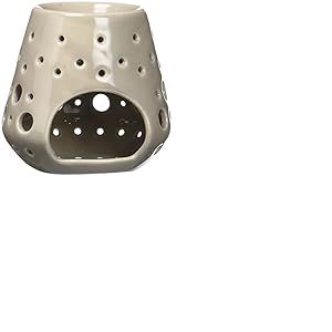 Br&ucirc;le Parfum Br&ucirc;leur Fondant Cire Parfum&eacute;e &ndash; Diffuseur Huile Essentielle et Parfum Maison &ndash; Bougeoir Photophore Aromath&eacute;rapie en C&eacute;ramique Grise avec Projection de Lumi&egrave;re, Hauteur: 9cm - Zen&rsquo;Ar&ocirc;me