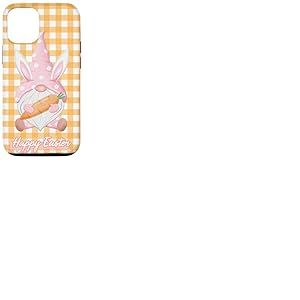 Nain de Jardin Vichy Rose avec Oreilles de Lapin Coque pour iPhone 12/12 Pro