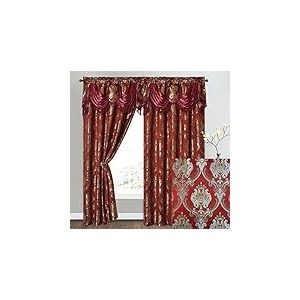 GOHD Luxe Love Lot de 2 Rideaux de fenêtre Jacquard avec cantonnière Fantaisie attachée (vin, 137,2 cm de Large x 243,8 cm de Haut avec cantonnière de 45,7 cm x 2 pièces)