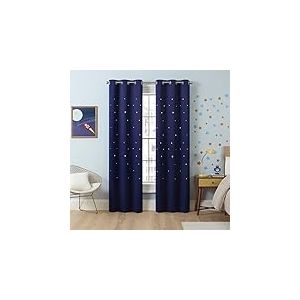Eclipse Dreamer Star Rideaux de fenêtre occultants à œillets découpés au Laser pour Chambre à Coucher (2 Panneaux), 86,4 x 213,4 cm, Bleu Marine
