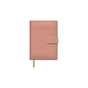 Dohe - Agenda 2026 - Jour par Page, 12,5x18 cm, Couverture Souple en Similicuir, Fermeture Magn&eacute;tique &agrave; Rabat, Marque-Page, 12 Mois Janvier &agrave; D&eacute;cembre, Planificateur Annuel en Espagnol - Pretty Rose