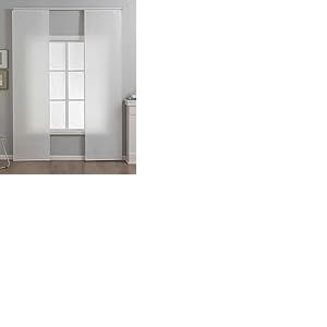 Gardinenbox 2024740-2 New Amsterdam Lot de 2 Rideaux coulissants H x l 245 x 60 cm Naturel structuré, Moderne, Simple et Polyvalent, avec Chariot de Panneau et Barre de lestage
