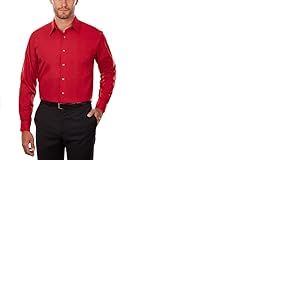 Van Heusen Dress Shirt Regular Fit Poplin Solid Chemise, Flamme, 46 cm col 86/89 cm Manche (XXL) Homme