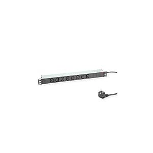 ROLINE Bloc multiprise 8 Prises C13 + fiche de Contact de Protection 48,3 cm 19" Montage en Rack | Barre de raccordement en Aluminium | 2,0 m