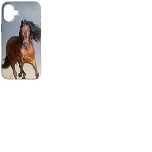 Motif Cheval Bai Brun, Beau Coeur D'Amour Dor&eacute; Mignon Coque pour iPhone 16 Plus