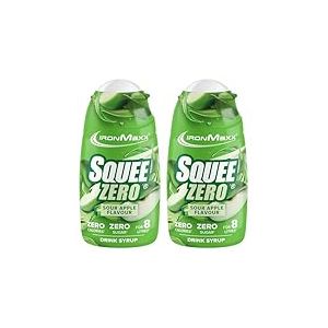 IronMaxx SqueeZero - Sirop sans sucre & zero calorie, Pomme Verte 65ml | Boisson sans sucre au go&ucirc;t rafra&icirc;chissant | Pr&eacute;pare jusqu&rsquo;&agrave; 8 litres de boisson zero sucre (Lot de 2)