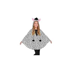 Widmann 48167 – Costume de zèbre pour enfant, poncho avec capuche, jeté de lit, fête à thème, carnaval