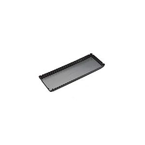 MasterClass - Plat à tarte à fond amovible antiadhésif en PTFE, PFOA et BPA, en acier au carbone robuste d'une épaisseur de 1 mm, moule à quiche rectangulaire cannelé de 14 x 5 pouces.