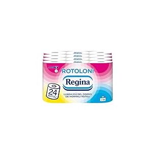 Regina Rouleaux - 24 Maxi Rouleaux de Papier Hygi&eacute;nique, 500 Feuilles &agrave; 2 Voiles, Long Plus que Double que les Rouleaux Normales, Pack 50% Plastique Recycl&eacute;, Papier 100% Certifi&eacute; FSC