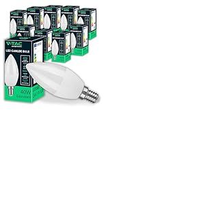 V-TAC 10x Ampoules LED Bougie E14-4,5W (équivalent à 40W) 470 Lumen - 6400K Blanc Froid - Ouverture du faisceau lumineux 180° - Ampoule Efficacité Maximale et Économie d'Énergie