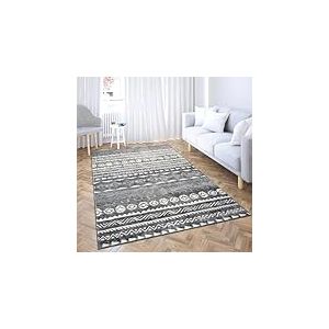 Comart Shedir Tapis d'ameublement, Gris et Blanc, pour Salon, Salle de Bain, Chambre &agrave; Coucher, 60 x 120 cm