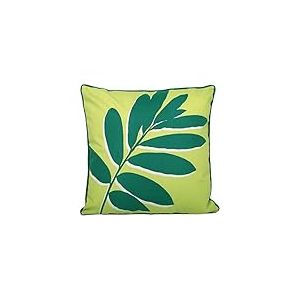 Fusion Coussin d'extérieur Green Leaf (43 x 43 cm) - 100% Coton - Garnissage Inclus - Design réversible - Résistant aux UV - Coussin de Jardin avec Housses incluses/Coussins