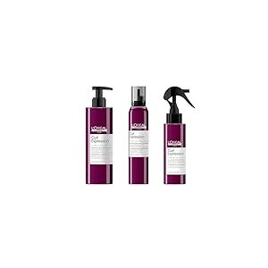 L'Oréal Professionnel, Trio Leave-In Boucles Définies & Ravivées sans Effet Carton pour Cheveux Ondulés/Bouclés/Frisés, Gelée Coiffante & Mousse Sans Alcool + Spray Raviveur Sans Silicone