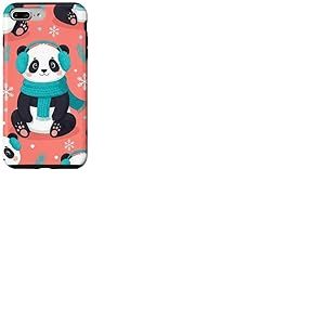 Cache-Oreilles Motif Panda, Flocons de Neige Coque pour iPhone 7 Plus/8 Plus