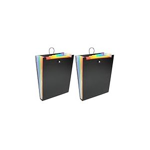 Viquel - Trieur accordéon 6 compartiments Rainbow Class - Trieur vertical pour sac à dos - Organisateur de sac - Format A4 - Noir (Lot de 2)