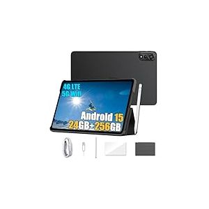 Blackview Mega 2 Android 15 Tablette 12 Pouces, 24Go+256Go/2To Gaming Tablette Tactile, Widevine L1, 9000mAh, 2.4K FHD+, 4G LTE 5G WiFi Tablet PC Mode, Stylo Intelligent + Coque,OTG, GPS, Noir