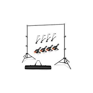 Heysliy Support de Fond Photo 3x2m – Kit Studio Photo Réglable pour Toile de Fond, Photobooth, Événement, Fond Vert, Écran de Projection et Mariage
