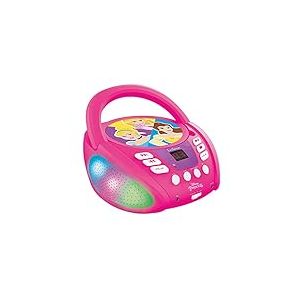 Lexibook - Disney Princesses - Lecteur CD Bluetooth pour Enfants - Portable, Effets Lumineux, Prise Micro, entr&eacute;e auxiliaire, Batterie ou Secteur, RCD109DPLXB