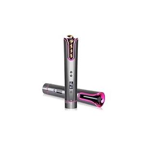 OBA Fer à friser automatique sans fil, rechargeable USB, écran LCD, minuterie 8-18s, température 150-200°C, plaque en céramique