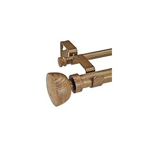 SKYPLUS LIVING Tringle à rideaux en imitation bois avec embout rond en grain de bois, 182,9 à 365,8 cm, double tringle à rideaux standard pour 1 pièce, 2,5 cm de diamètre, longueur réglable